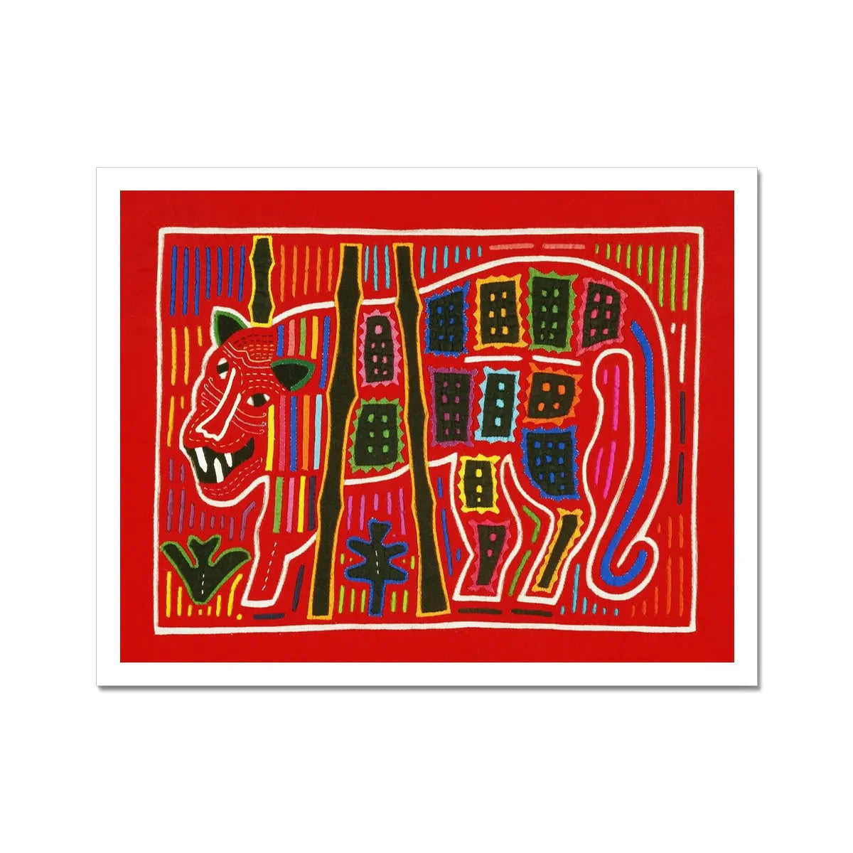 Roaring Tiger - Mola Needlework Art Fine Art Print - 14’x11’ - Posters Prints & Visual Artwork - Aesthetic Art