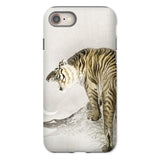 Roaring Tiger - Ohara Koson Shin-hanga Phone Case Iphone 8 / Matte Phone Case Artistic Illustration Tiger Muted Color Palette Ohara Koson,