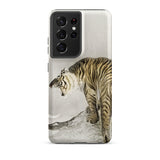 Roaring Tiger - Ohara Koson Shin-hanga Phone Case Samsung Galaxy S21 Ultra / Matte Sleek Phone Case Detailed Illustration White Tiger Black