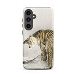 Roaring Tiger - Ohara Koson Shin-hanga Phone Case Samsung Galaxy S24 Plus / Matte Sleek Phone Case Detailed Illustration Tiger Bold Black