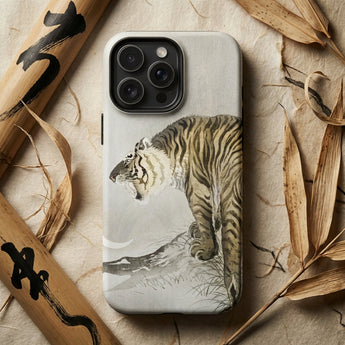 Roaring Tiger - Ohara Koson Shin-hanga Phone Case Sleek Light Gray Phone Case Detailed Watercolor-style Illustration Ohara Koson, Koson’s