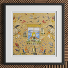Robyn - Surreal Pop Art Bird Collage Print, 12x12’’ / 31x31cm / Black Frame / 2’’ Matboard, Framed Artwork Woman Flowers Window Surrounded