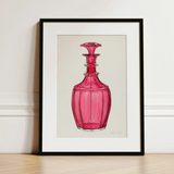 Rose Pink Carafe - Janet Riza 1930s Glassware Art Print / Canvas, 12x16’’ / 31x41cm / Black Frame / Matboard, Posters Prints & Visual