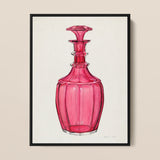 Rose Pink Carafe - Janet Riza 1930s Glassware Art Print / Canvas, 12x16’’ / 31x41cm / Black Frame, Posters Prints & Visual Artwork, Toby