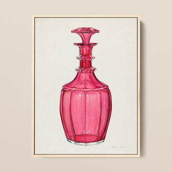 Rose Pink Carafe - Janet Riza 1930s Glassware Art Print / Canvas, 12x16’’ / 31x41cm / Natural Frame, Posters Prints & Visual Artwork, Toby