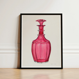 Rose Pink Carafe - Janet Riza 1930s Glassware Art Print / Canvas Vibrant Fuchsia Glass Decanter Faceted Geometric Design Ornate Riza’s,