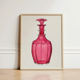 Rose Pink Carafe - Janet Riza 1930s Glassware Art Print / Canvas Vibrant Fuchsia Glass Decanter Faceted Geometric Design Ornate Riza’s,