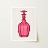 Rose Pink Carafe - Janet Riza 1930s Glassware Art Print / Canvas Vibrant Glass Decanter Faceted Geometric Design Ornate Riza’s, Decorative