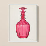 Rose Pink Carafe - Janet Riza 1930s Glassware Art Print / Canvas Vibrant Fuchsia Glass Decanter Faceted Geometric Design Ornate Janet