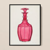 Rose Pink Carafe - Janet Riza 1930s Glassware Art Print / Canvas Vibrant Pink Glass Decanter Faceted Geometric Design Ornate Janet Riza’s