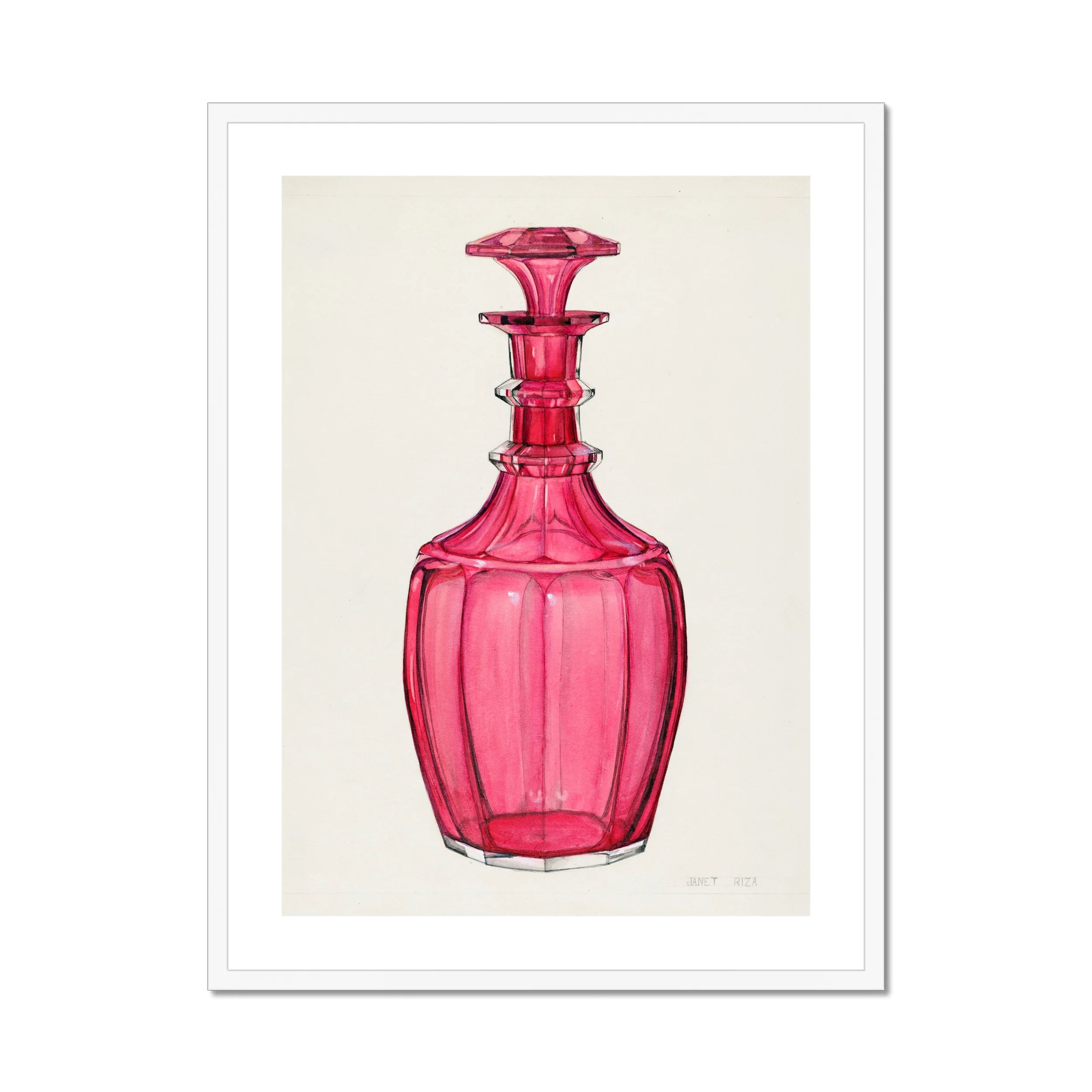 Rose Pink Carafe - Janet Riza 1930s Glassware Art Print