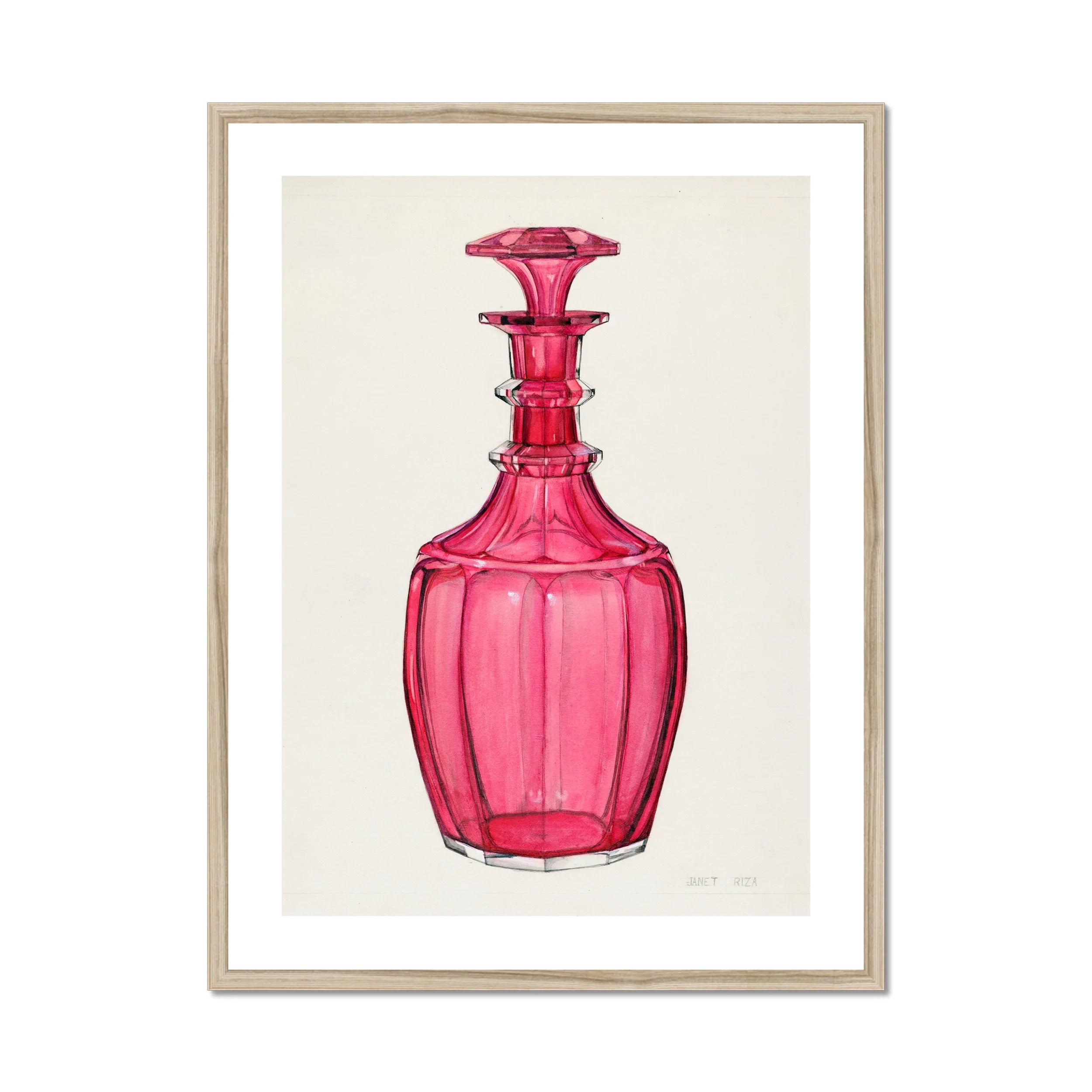 Rose Pink Carafe - Janet Riza 1930s Glassware Art Print