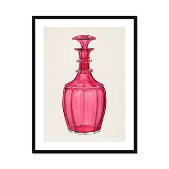 Rose Pink Carafe - Janet Riza 1930s Glassware Art Print, Framed Pink Glass Decanter