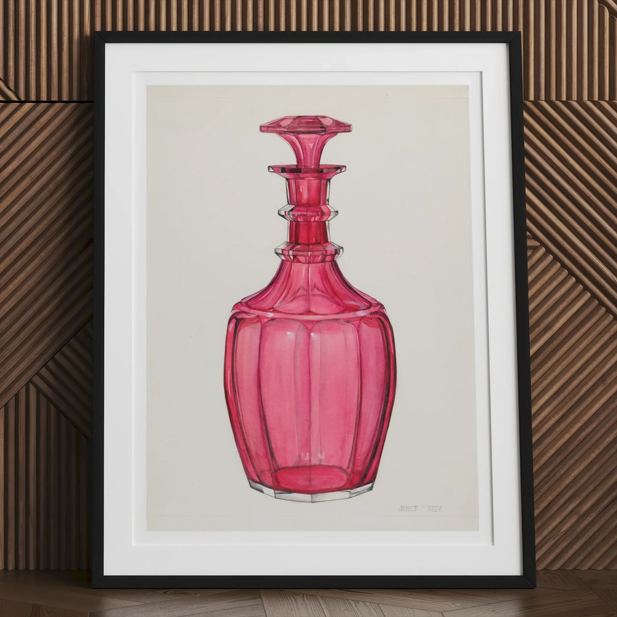 Rose Pink Carafe - Janet Riza 1930s Glassware Art Print Posters Prints & Visual Artwork