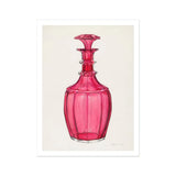 Rose Pink Carafe - Janet Riza 1930s Glassware Art Print, Ornate Pink Glass Decanter Decorative Stopper