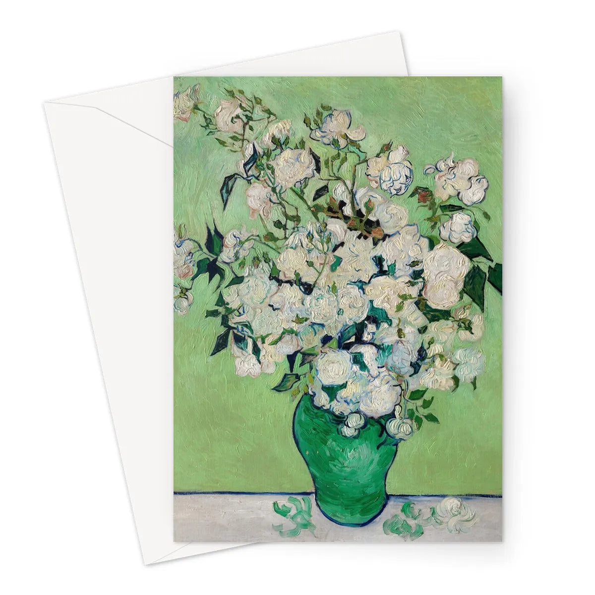 Roses By Vincent Van Gogh Greeting Card - A5 Portrait / 1 Card - Notebooks & Notepads - Aesthetic Art