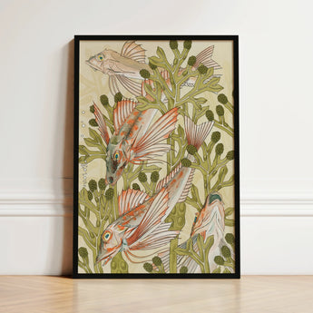 Framed Artwork Intricately Illustrated Fish Orange White Fins Auguste Racinet, Maurice Pillard Verneuil, Art Nouveau Print