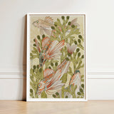 Framed Artwork Intricately Illustrated Fish Among Stylized Green Auguste Racinet, Maurice Pillard Verneuil, Art Nouveau Print