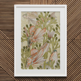 Rouget - Maurice Pillard Verneuil Art Nouveau Print / Canvas Framed Artwork Stylized Illustration Fish Among Green Seaweed Auguste Racinet,