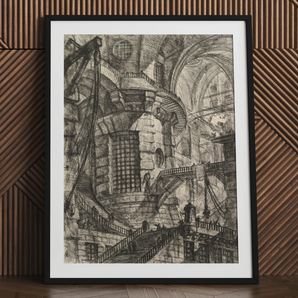 The Round Tower - Giovanni Battista Piranesi Fine Art Print, 24x32’’ / 61x81cm / Black Frame / 2’’ Matboard, Framed Black White