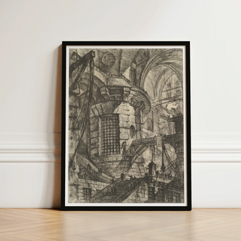 Black-framed Architectural Sketch Print Intricate Line Work Detailed Giovanni Battista Piranesi, Fine Art, Endless Cross-hatching