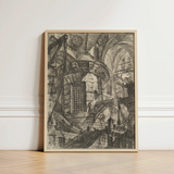 Framed Black-and-white Architectural Sketch Light Wood Frame Giovanni Battista Piranesi, Fine Art, Endless Cross-hatching