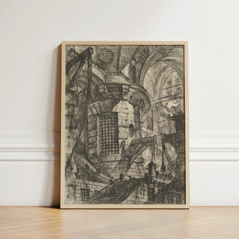 Framed Black-and-white Architectural Sketch Light Wood Frame Giovanni Battista Piranesi, Fine Art, Endless Cross-hatching