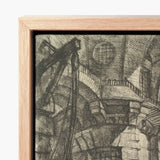 Framed Black-and-white Sketch Industrial Scene Light Wood Frame Giovanni Battista Piranesi, Fine Art, Endless Cross-hatching