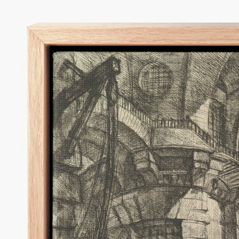 Framed Black-and-white Sketch Industrial Scene Light Wood Frame Giovanni Battista Piranesi, Fine Art, Endless Cross-hatching