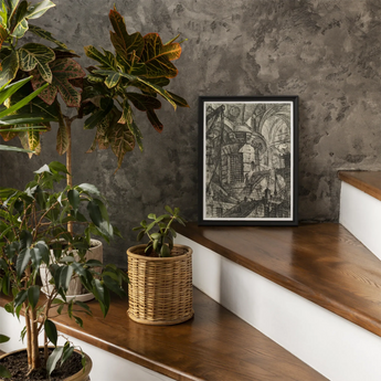 The Round Tower - Giovanni Battista Piranesi Fine Art Print, Framed Black White Architectural Fantasy