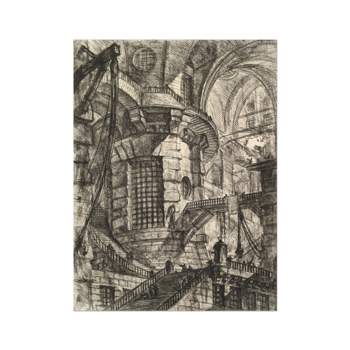 The Round Tower - Giovanni Battista Piranesi Fine Art Print, Intricate Fantastical Multi-level Architectural Prison