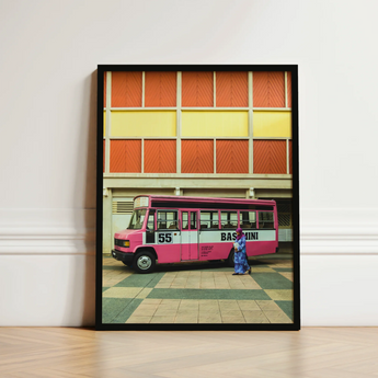Framed Photograph Vibrant Pink White Basmini Bus Number Kl Street, Colorful, Urban Malaysia