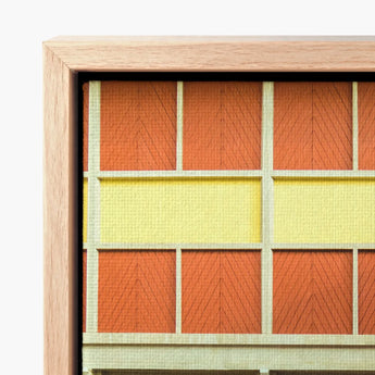 Wooden-framed Artwork Grid Orange Yellow Textured Panels Diagonal Vibrant Kl Street, Colorful, Urban Malaysia