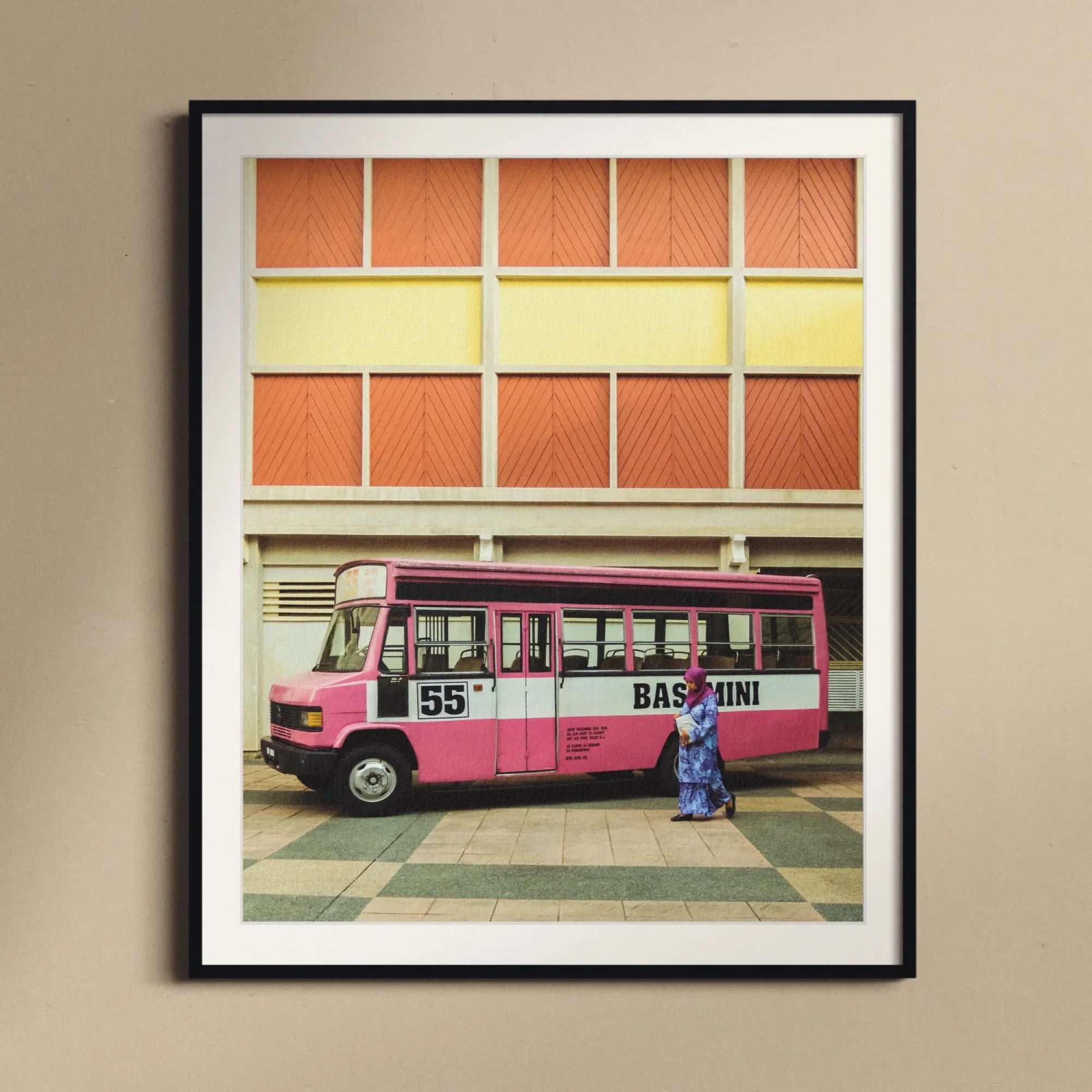 Route 55 - Colorful Kl Street Photography Art Print, Pink White Baskin Robbins Ice Cream Truck Number