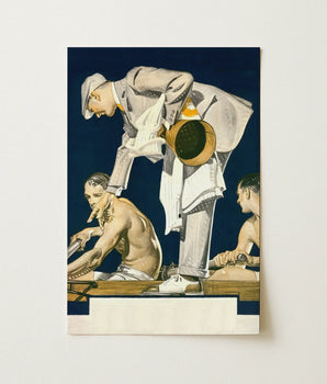 Rowing Crew Kuppenheimer Ad (1923) - J.c. Leyendecker Art Print / Canvas Vintage-style Poster Man White Attire Brass Instrument Deep