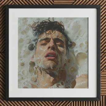 Rub-a-dub - Sexy Gay Dream Art Print, 12x12’’ / 31x31cm / Schwarzer Rahmen / 2’’ Passepartout, Poster Drucke & Visuelle Kunstwerke, Toby Leon