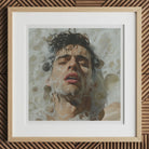 Rub-a-dub - Sexy Gay Dream Art Print, 12x12’’ / 31x31cm / Natural Frame / 2’’ Matboard, Framed Art Print Person Bubble Bath
