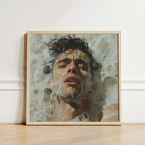 Square-framed Art Print Man Dark Wet Hair Submerged Homoerotic, Petit Mort, Gay
