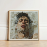 Square-framed Art Print Man Dark Wet Hair Submerged Homoerotic, Petit Mort, Gay
