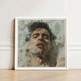 Framed Art Print Man Dark Wet Hair Submerged Homoerotic, Petit Mort, Gay