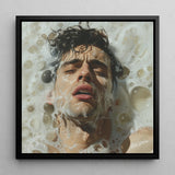 Rub-a-dub - Sexy Gay Dream Art Print / Canvas Black-framed Artwork Man Dark Wet Hair Submerged Soapy Homoerotic, Petit Mort, Prints