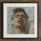 Rub-a-dub - Sexy Gay Dream Art Print / Canvas Black-framed Artwork Man Dark Wet Hair Submerged Soapy Homoerotic, Petit Mort, Prints