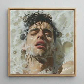 Rub-a-dub - Sexy Gay Dream Art Print / Canvas Framed Artwork Man Dark Wet Hair Submerged Soapy Homoerotic, Petit Mort, Prints