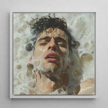 Rub-a-dub - Sexy Gay Dream Art Print / Canvas Framed Artwork Man Dark Wet Hair Submerged Soapy Homoerotic, Petit Mort, Prints