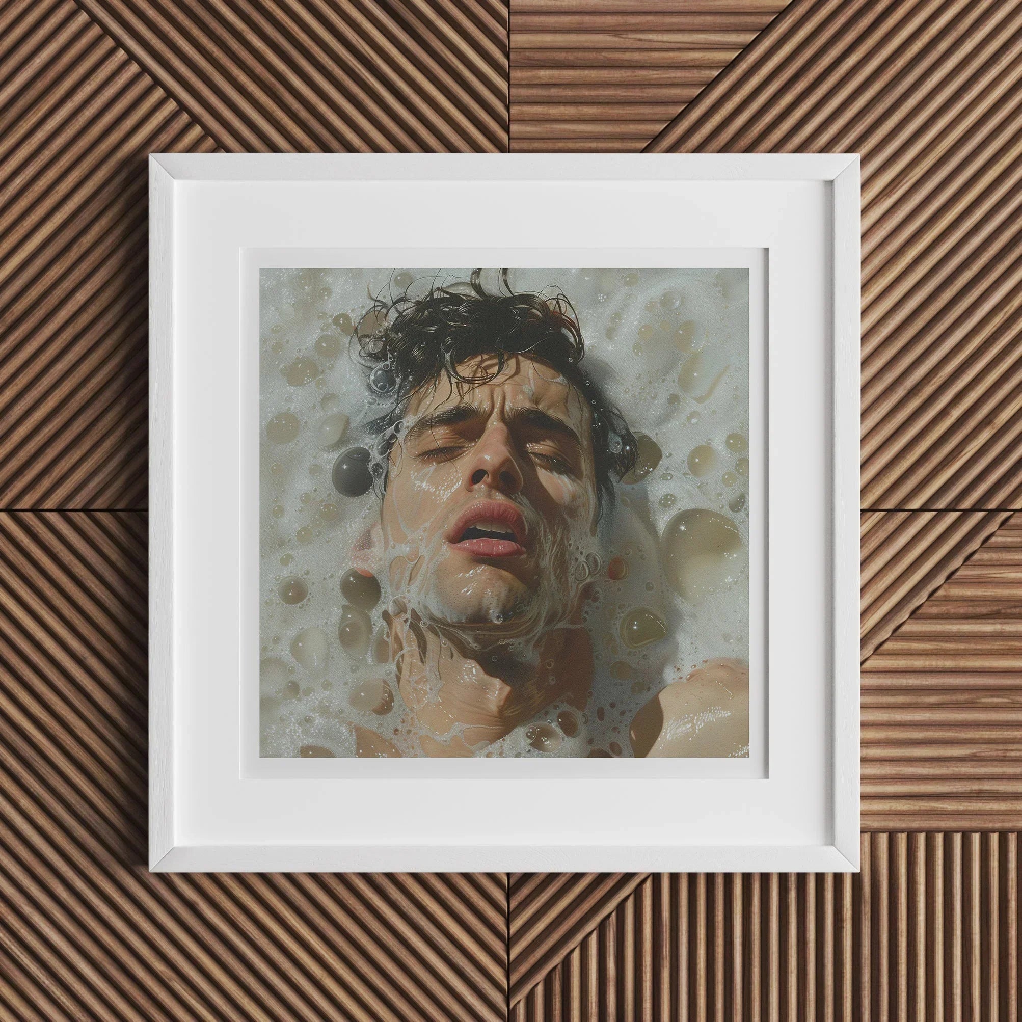 Rub a Dub Sexy Gay Dream Art Print, Framed Portrait Photograph Person Submerged Water Eyes Closed