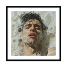 Rub a Dub Sexy Gay Dream Art Print, Person Water Droplets Soap Bubbles Skin