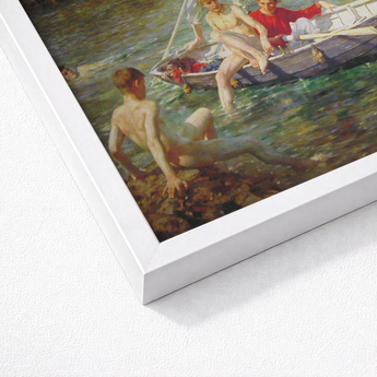 White Framed Art Print Classical Painting Children Boat Tuke’s Ruby, Malachite Unfolds, Crystalline Shallows