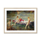 Ruby Gold and Malachite Henry Scott Tuke Art Print, Framed Painting People Boat Lake