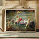 Ruby Gold and Malachite - Henry Scott Tuke Art Print, Framed Painting Young Men Boys Rowboat Body Water