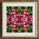 Ruby Reds - Bkk Flower Market Orchid Op Art Print, 12x12’’ / 31x31cm / Natürlicher Rahmen / 2’’ Passepartout, Poster Drucke & Visuelle Kunstwerke, Toby